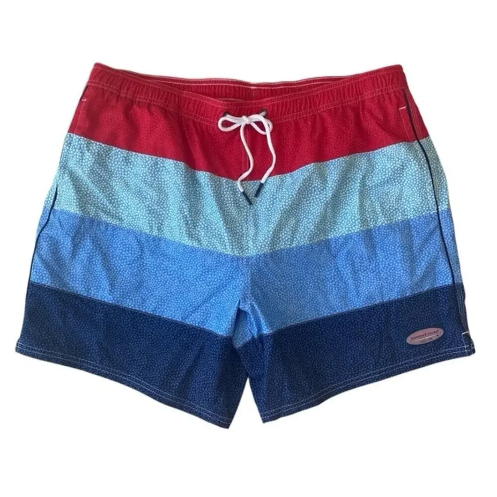 Vineyard Vines Red, Blue and Teal Swim Trunks - Size XL